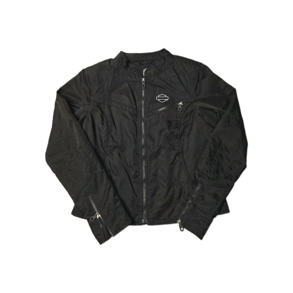 Harley Davidson Womens Black Quilted Shoulder Water Resistant Jacket Size M
